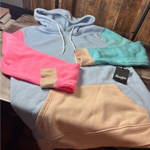 Brooklyn Cloth Mens  Hoodie in Blue, Pink, and Tan